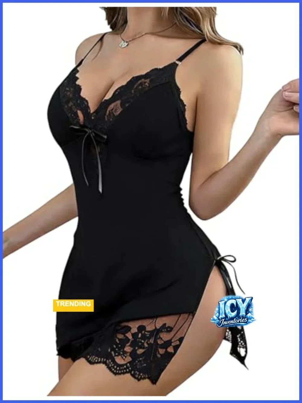 Women Lace Modal V Neck Chemise Nightgown